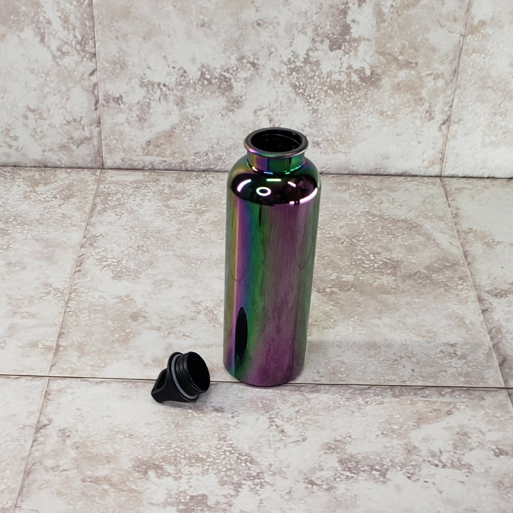 Black Iridescent 24 fl oz Opalescent Plastic Reusable Drink Sports Water Bottle